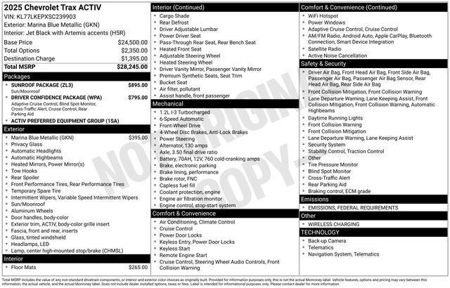 used 2025 Chevrolet Trax car, priced at $25,011