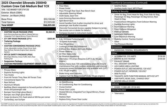 new 2025 Chevrolet Silverado 2500 car, priced at $64,254