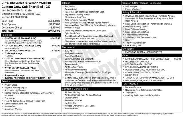 new 2026 Chevrolet Silverado 2500 car, priced at $56,709