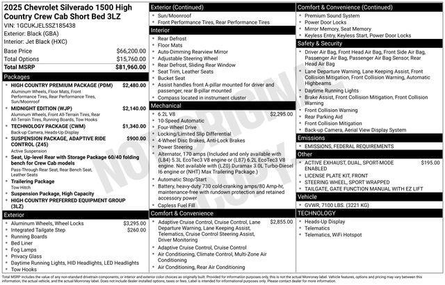 new 2025 Chevrolet Silverado 1500 car, priced at $74,985