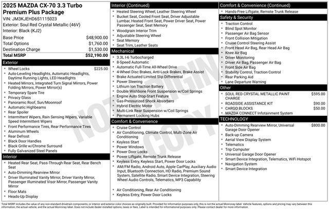 used 2025 Mazda CX-70 car, priced at $40,000