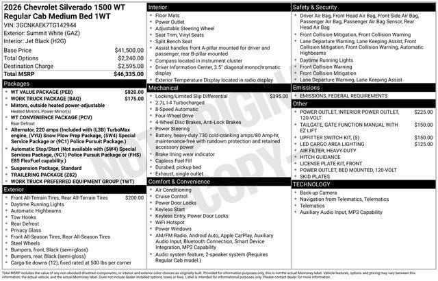 new 2026 Chevrolet Silverado 1500 car, priced at $40,812