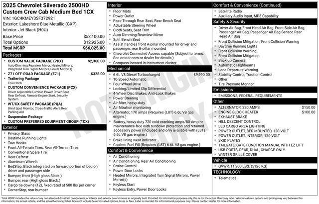 new 2025 Chevrolet Silverado 2500 car, priced at $64,754