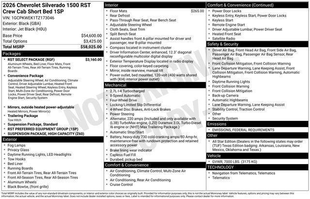 new 2026 Chevrolet Silverado 1500 car, priced at $50,255