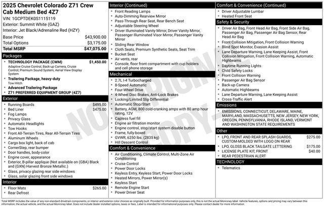 new 2025 Chevrolet Colorado car, priced at $46,995
