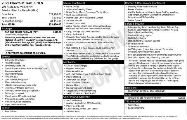 used 2022 Chevrolet Trax car, priced at $16,551