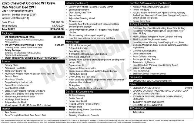 new 2025 Chevrolet Colorado car, priced at $33,995