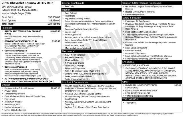 new 2025 Chevrolet Equinox car, priced at $37,995