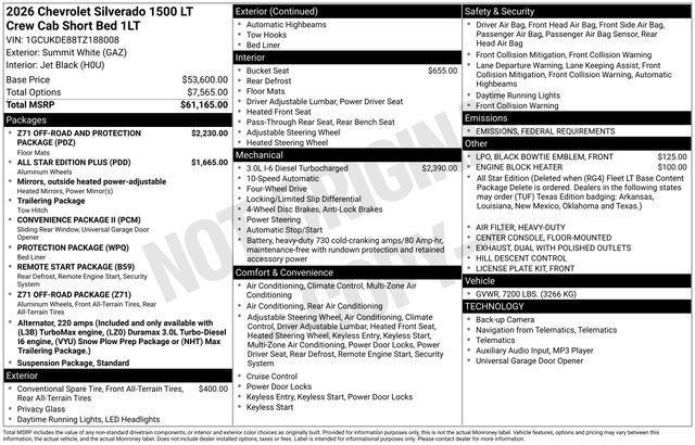 new 2026 Chevrolet Silverado 1500 car, priced at $59,910
