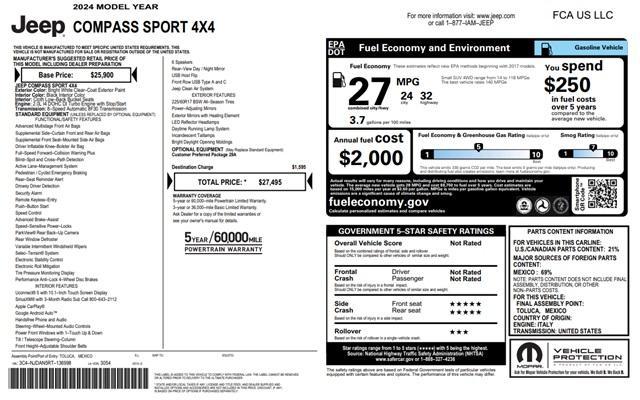 new 2024 Jeep Compass car, priced at $27,350