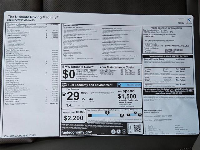 new 2025 BMW X3 car, priced at $59,685