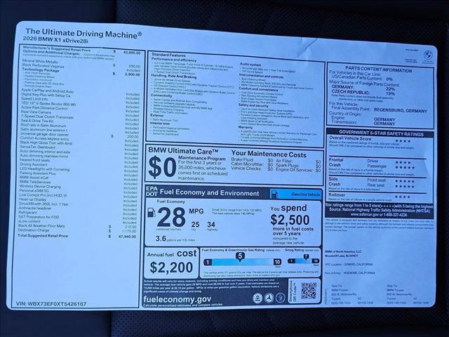 new 2026 BMW X1 car, priced at $47,940
