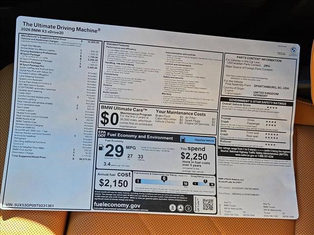 new 2026 BMW X3 car, priced at $66,075