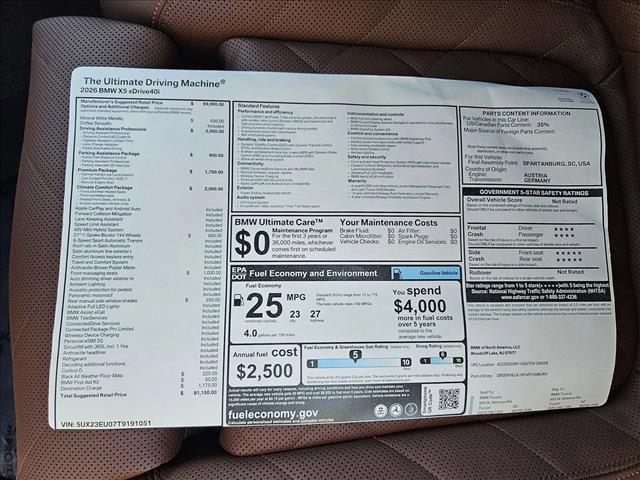 new 2026 BMW X5 car, priced at $81,150