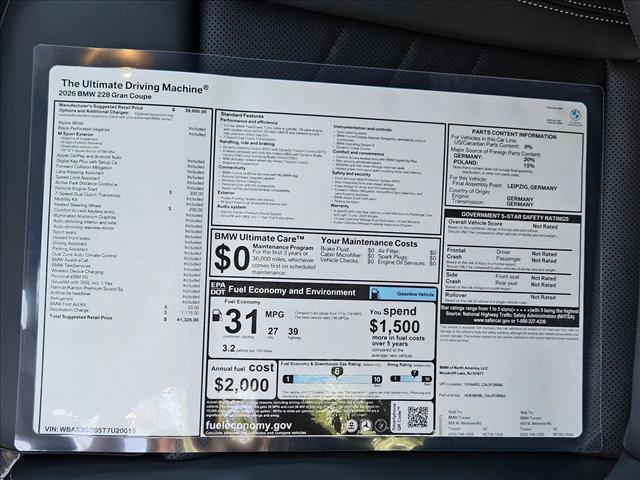 new 2026 BMW 228 Gran Coupe car, priced at $41,325