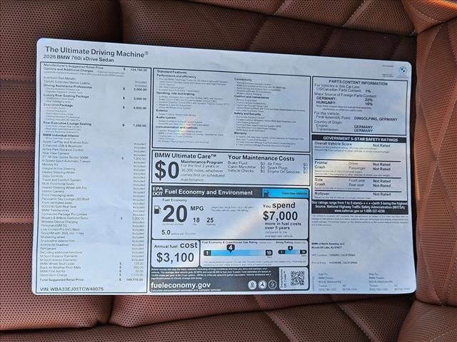 new 2026 BMW 760 car, priced at $149,510