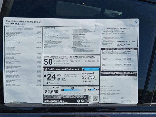 new 2025 BMW X4 car, priced at $65,195