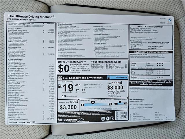 new 2026 BMW X5 car, priced at $106,625