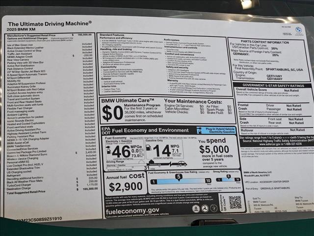 new 2025 BMW XM car, priced at $165,300