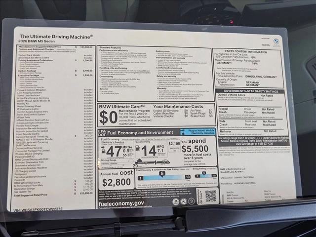 new 2026 BMW M5 car, priced at $132,600