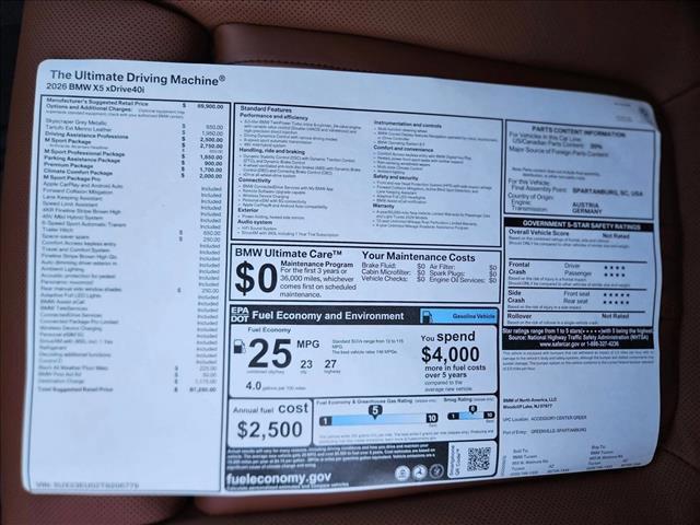 new 2026 BMW X5 car, priced at $87,250