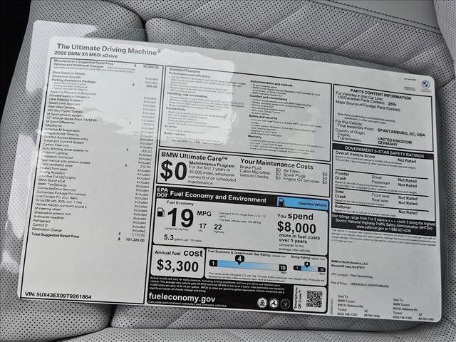 new 2026 BMW X6 car, priced at $101,325