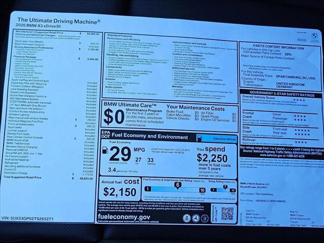 new 2026 BMW X3 car, priced at $58,825