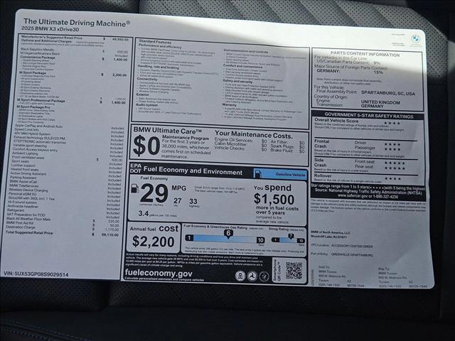 new 2025 BMW X3 car, priced at $59,110