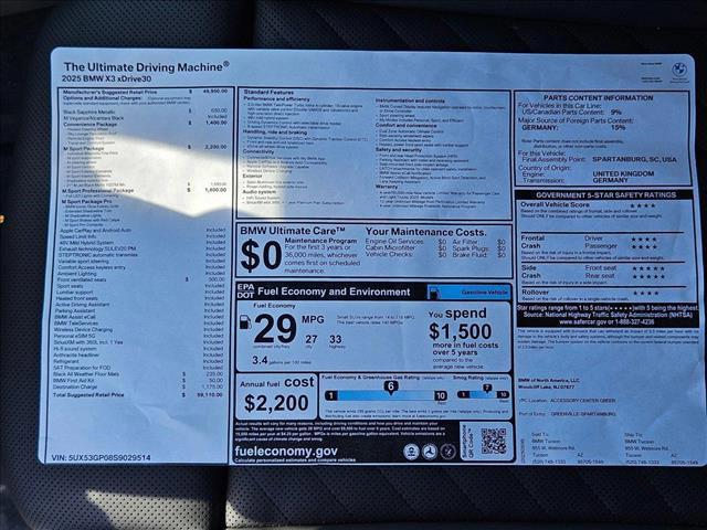new 2025 BMW X3 car, priced at $59,110