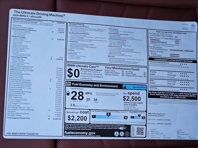 new 2026 BMW X1 car, priced at $52,625