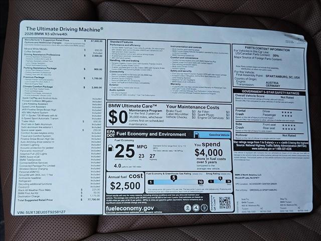 new 2026 BMW X5 car, priced at $77,700