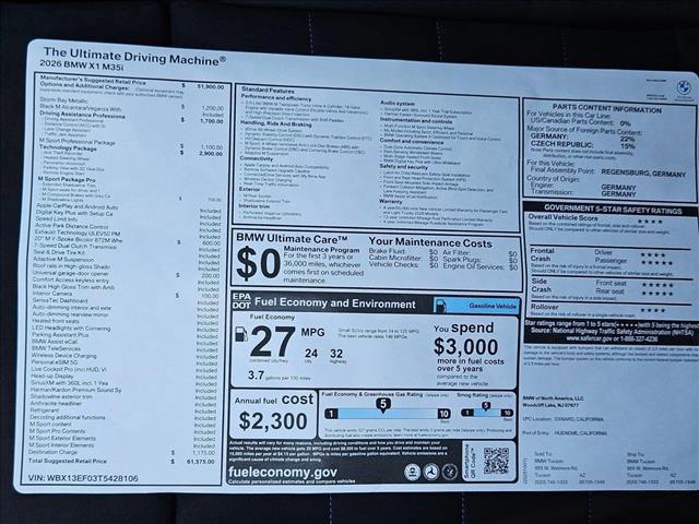 new 2026 BMW X1 car, priced at $61,575