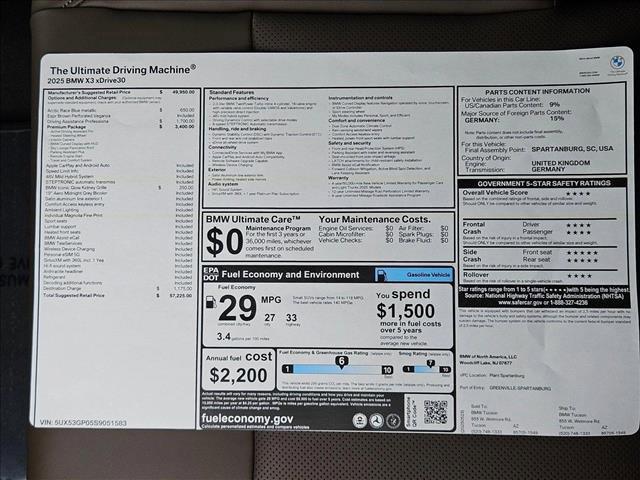 new 2025 BMW X3 car, priced at $57,225