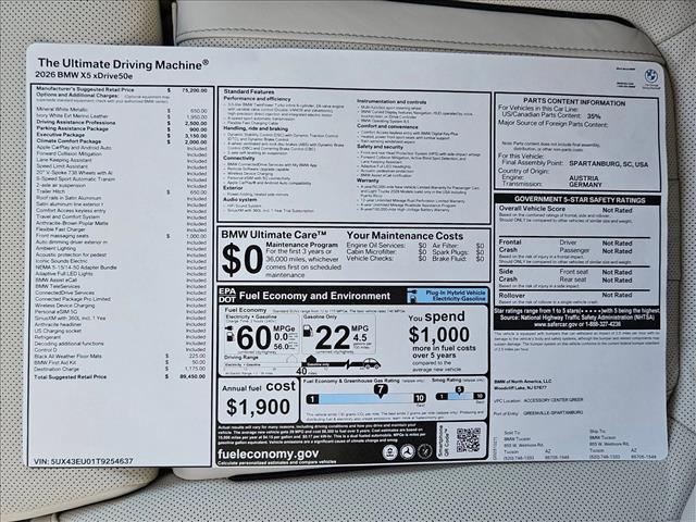 new 2026 BMW X5 PHEV car, priced at $89,450