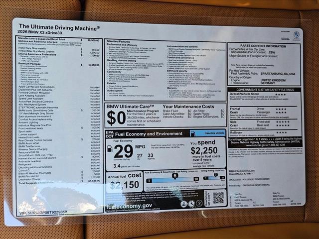 new 2026 BMW X3 car, priced at $61,625