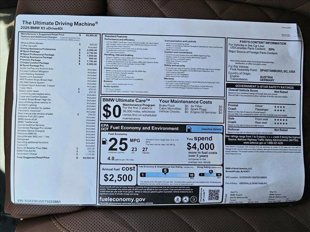 new 2026 BMW X5 car, priced at $84,650