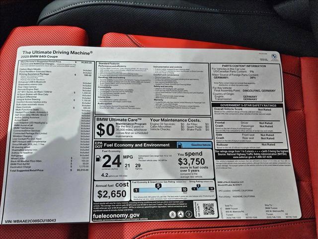 new 2025 BMW 840 car, priced at $95,510