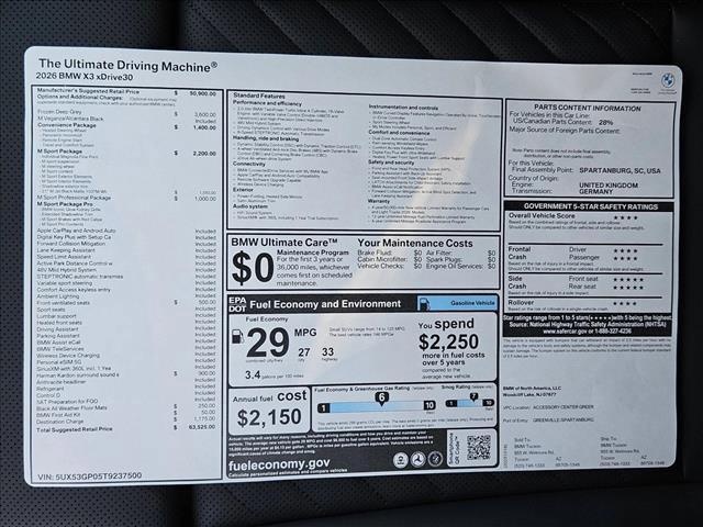 new 2026 BMW X3 car, priced at $63,525
