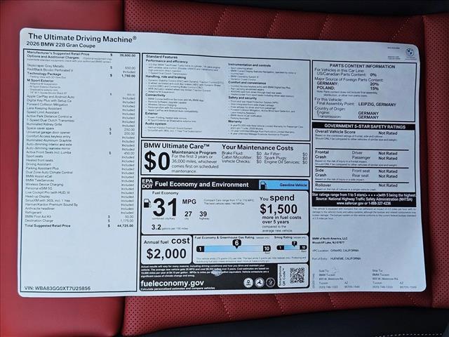 new 2026 BMW 228 Gran Coupe car, priced at $44,725