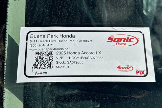 new 2025 Honda Accord car, priced at $29,945