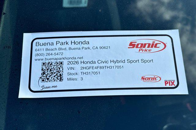new 2026 Honda Civic Hybrid car, priced at $30,945