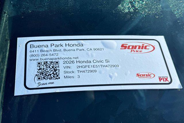 new 2026 Honda Civic Si car, priced at $32,645