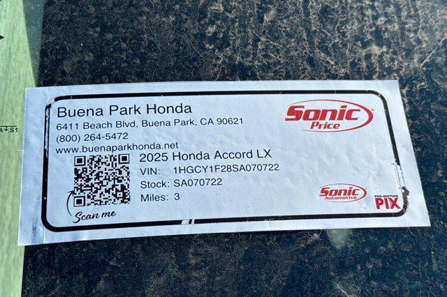 new 2025 Honda Accord car, priced at $29,945
