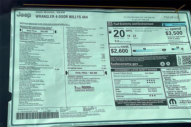 new 2025 Jeep Wrangler car, priced at $66,860