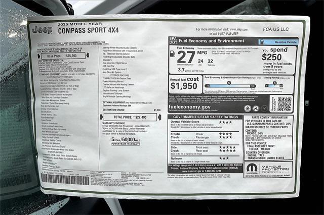 new 2025 Jeep Compass car, priced at $27,495