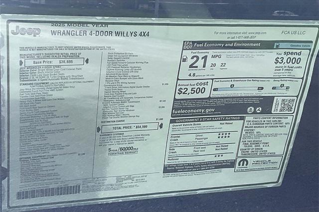 new 2025 Jeep Wrangler car, priced at $54,580