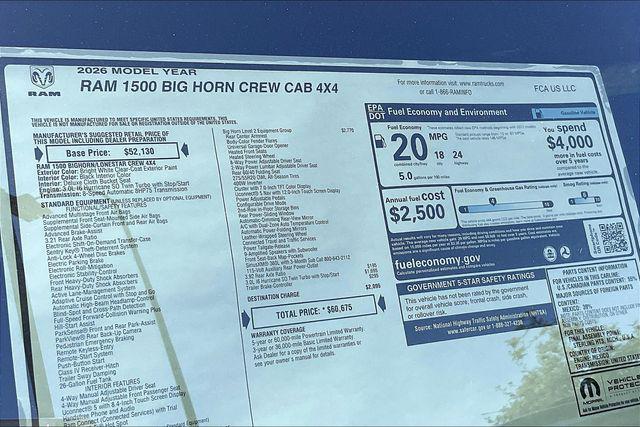 new 2026 Ram 1500 car, priced at $60,675