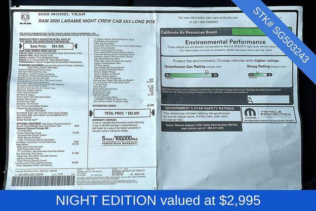 new 2025 Ram 3500 car, priced at $93,655