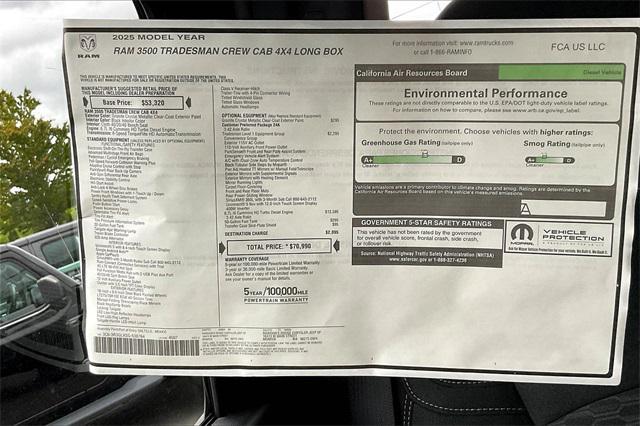 new 2025 Ram 3500 car, priced at $70,990