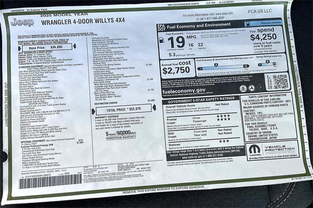 new 2025 Jeep Wrangler car, priced at $52,070